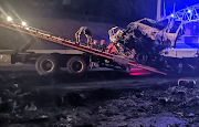 Two trucks caught alight after a collision on N1 on Monday morning.  