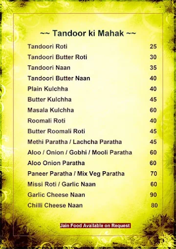 Rajasthani Charbhuja Restaurant menu 