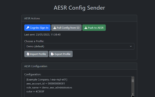 AESR S3 Config Sender