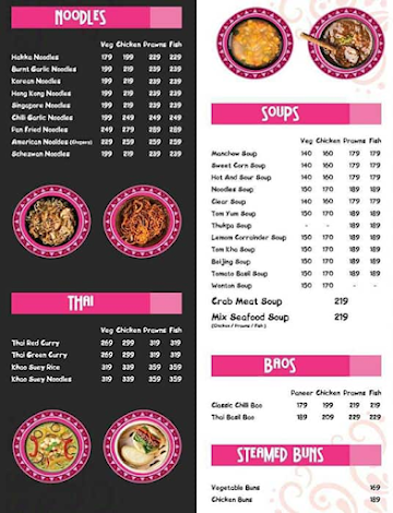 The Momo Factory menu 