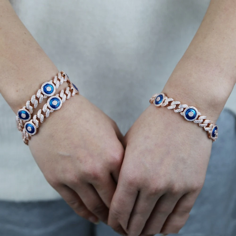 Title 2, Bracelet cubain en zircon avec yeux bleus, bijo...