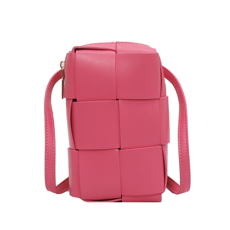 Title 6, Geweven crossbodytas van effen PU-leer voor dam...