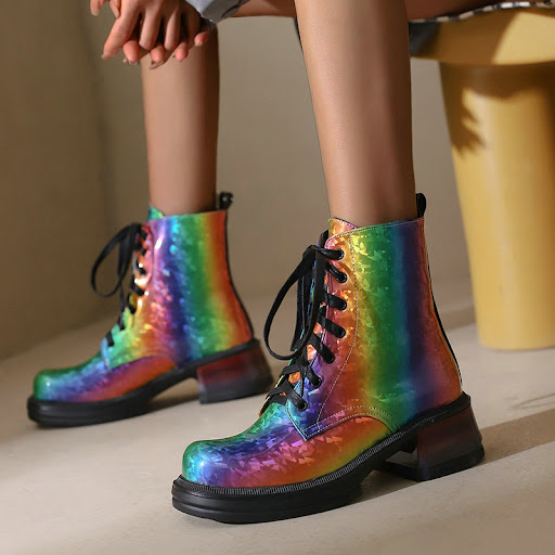 Title 8, Womens Bright Patent Leather Martin Boots, Aut...