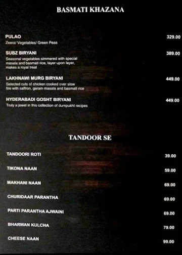 Skylounge By The Machaan menu 