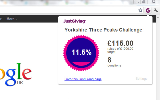 JustGiving Fundraising Summary chrome extension