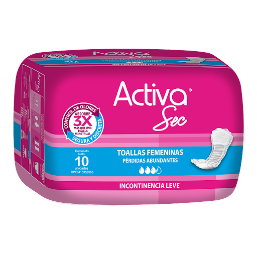 Toalla Incontinencia Activa Sec Pérdidas Abundantes 10 Unidades  