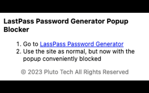 LastPass Password Generator Popup Blocker