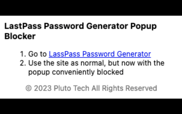 LastPass Password Generator Popup Blocker Preview image 0