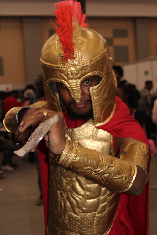 Nicky Koge as ''Spartan'' character during gaming symposium at Sarit Centre on November 19, 2023.