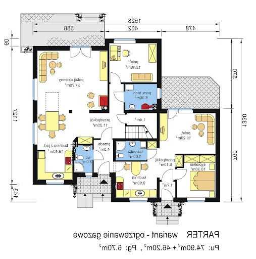 BS-11 dwulokalowy - Rzut parteru - propozycja adaptacji - ogrzewanie gazowe