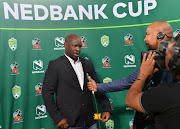 Kaizer Chiefs head coach Steve Komphela during his post-match TV interview following his club's 2-1 Nedbank Cup victory over National First Division side Stellenbosch FC on Saturday March 10 2018 to advance to the quarter-finals at Moses Mabhida Stadium, Durban on 10 March 2018.