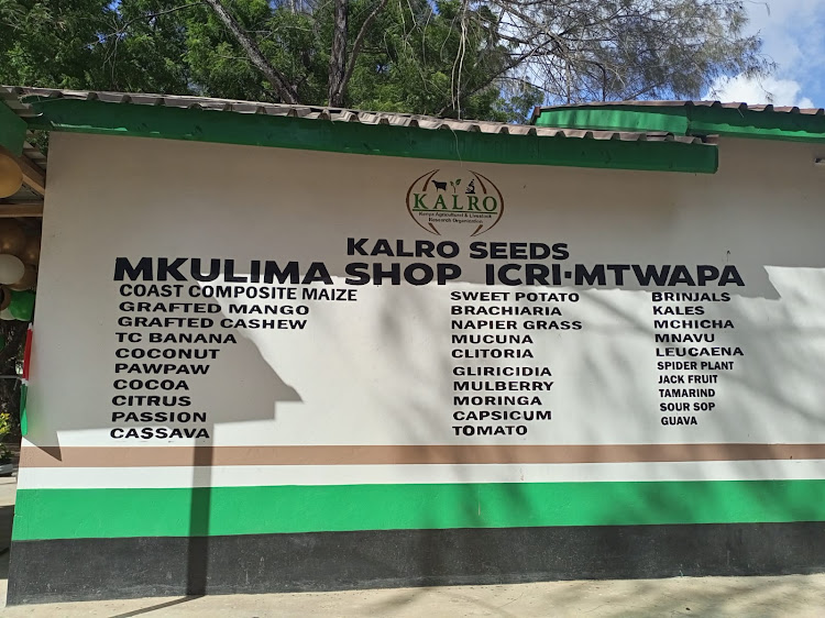 Mkulima shop at the Kenya Agricultural and Livestock Research Organisation (KALRO) Indyrstial Crops Research Institute in Mtwapa, Kilifi County.