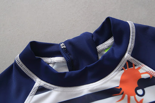 Title 7, Navy Striped Swimsuit Boys Surf Suit Set. Provi...