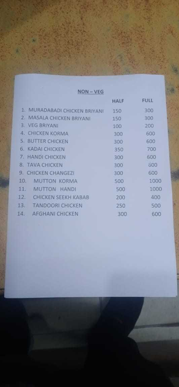 Shama Dhaba menu 