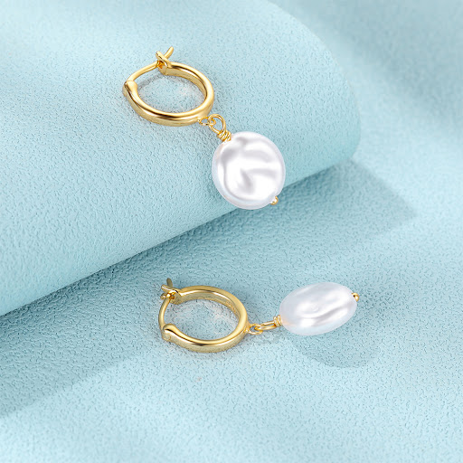 Title 6, S925 Sterling Silver Baroque Pearl Earrings enh...