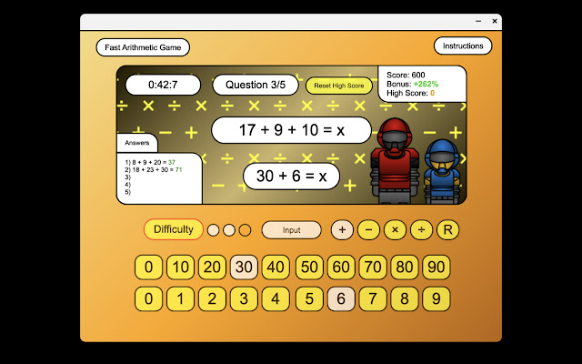 Fast Arithmetic Game chrome extension