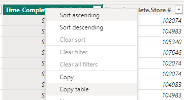 Copy table in Power BI example