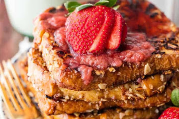 Almond Crusted French Toast with Roasted Strawberry Syrup