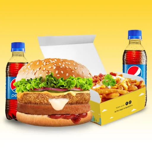 Chicken Mighty Cheese Burger + Cheese Loaded Fries + 2 Pepsi (250Ml)