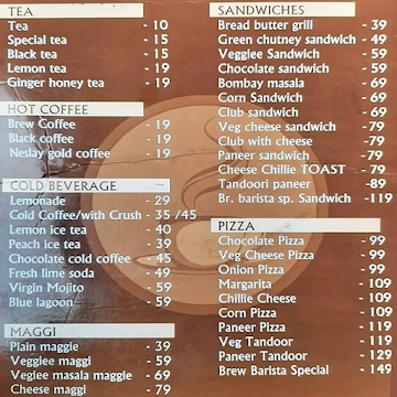 The Tasty Plates menu 