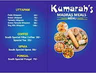 Kumarah's Madras Meals menu 1