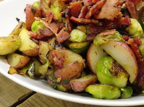 Click Here for Recipe: Rosemary Bacon Brussels Sprouts & New Potatoes