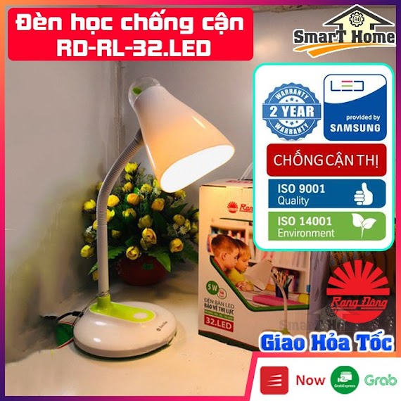 Đèn Học Để Bàn Chống Cận Rạng Đông Rd - Rl - 32.Led , Đèn Học Rạng Đông Kèm Bóng Đèn Ánh Sáng Vàng Chính Hãng - Bh 24 Tháng