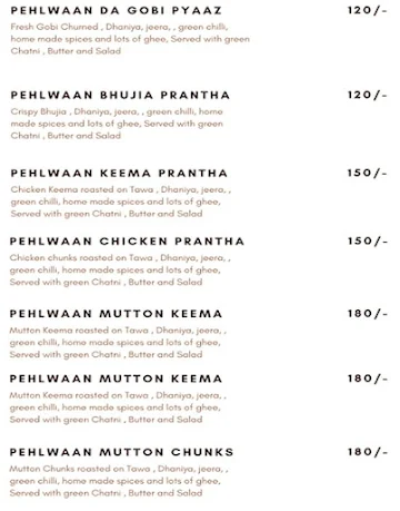 Sardar Ji Pranthey Wale menu 