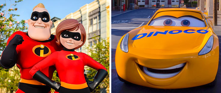 The Incredibles and Cars characters at Hollywood Studios