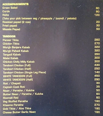 The Raj menu 