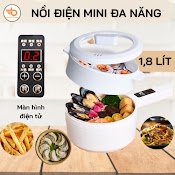 Nồi Hấp Điện Đa Năng , Nồi Lẩu Đa Năng Mini Chiên Xào Rán Lớp Chống Dính Kèm Lồng Hấp 2 Tầng Đa Năng Tiện Lợi