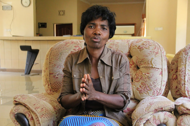 Homa Bay woman representative aspirant Mary Ojode speaks to journalists in Ndhiwa on April 2,2022