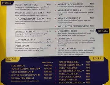 Awadhi Central menu 