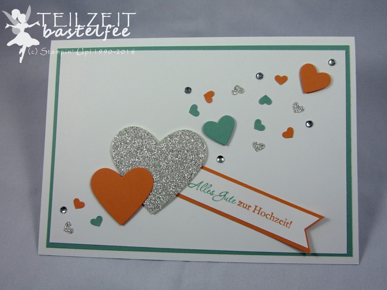 Stampin' Up! – In{k}spire_me #263, Sketch Challenge, wedding, Hochzeit, Framelits Heart Collection, Herzen, Zum Schönsten Tag, Love & Laughter, Banner, Confetti Punch