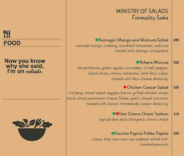 Ministry of Bar Exchange menu 
