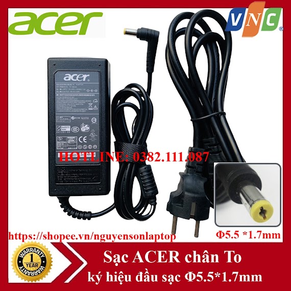 Sạc Laptop Acer 19V – 3.42A – 65W Cao Cấp ( Zin ) Free Ship Đơn Từ 50K