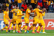 Kaizer chiefs celebrate after scoring a goal during the Nedbank Cup semi final match between Chippa United and Kaizer Chiefs at Nelson Mandela Bay Stadium on April 20, 2019 in Port Elizabeth, South Africa. 