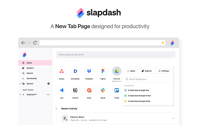 Slapdash New Tab chrome extension