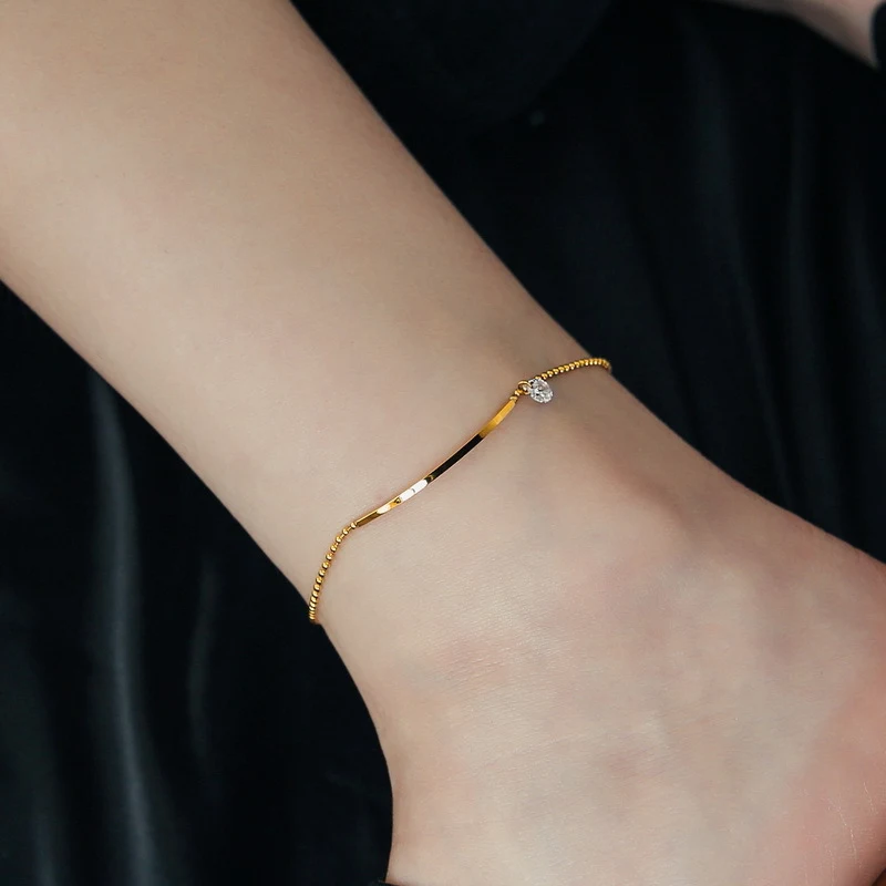 Title 3, Nieuwe dames 18K gouden enkelband Smile zirkoni...