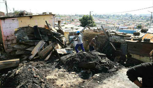 A Duncan Village man died in a blaze which gutted nine shacks in the early hours of this morning. Picture: ALAN EASON