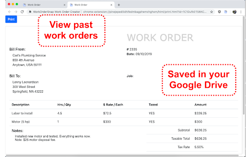 WorkOrderSnap Work Order Creator