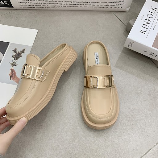 Title 8, New Thick-soled Chain Soft Leather Lazy Mules. ...