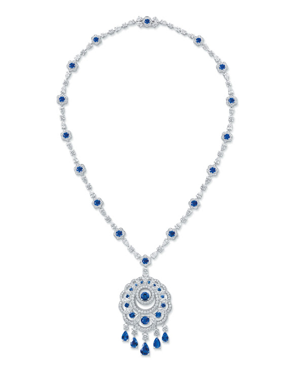 Diamond and sapphire pendant from the Graff Diamonds Sunburst Collection