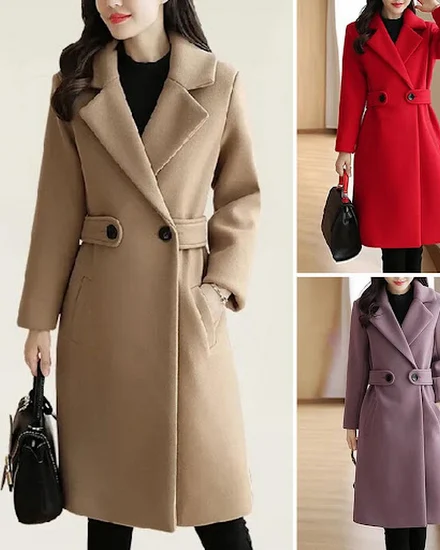 Winter Women Coat Stylish Mid-length Women's Overcoat wit... - 0