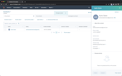 AutoSave – for Hubspot
