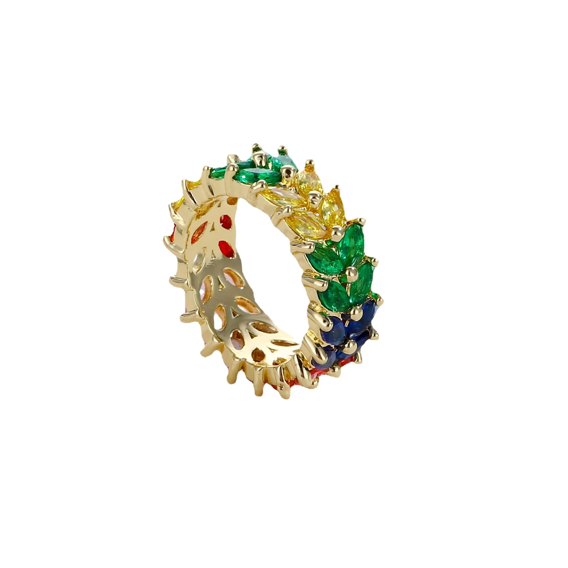 Title 5, Bague en zircone double rang en forme de grain ...
