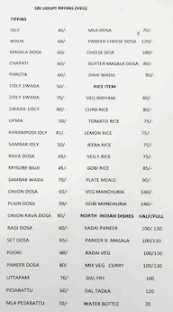 Sri Udupi Tiffins menu 2