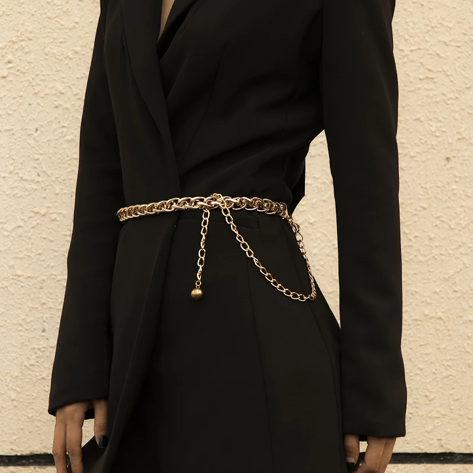 Corrente de corpo para cintura de vestido feminino Acessório elegante que realça a silhueta, perfeito para vestidos e looks estilosos. Define a cintura.