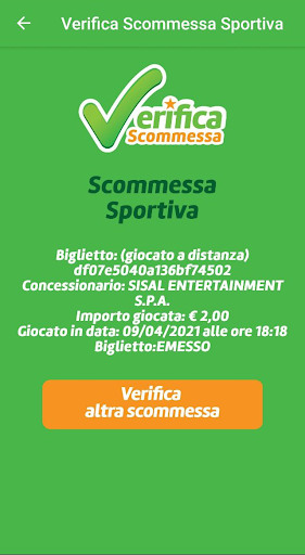 Verifica Scommessa - Giocata sportiva e virtuale