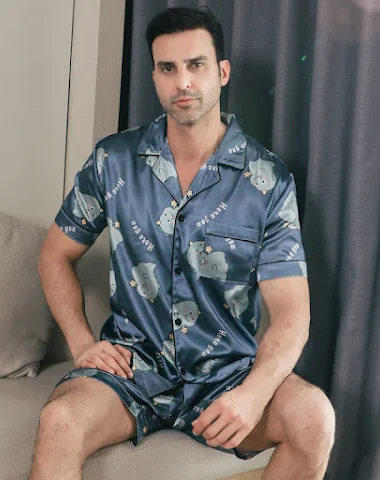 Men's Ice Silk Short Sleeve Pajamas - 3